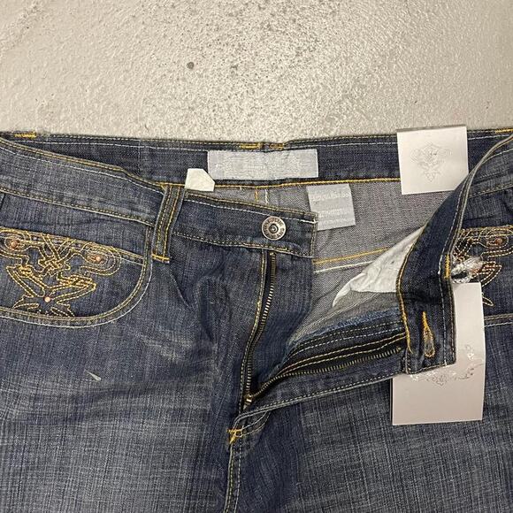 Vintage Royal Blue Baggy Y2k Denim Rock Jeans Mens Navy Blue Size 36x32 - Picture 4 of 6